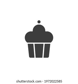 Cupcake glyph icon. Simple solid style. Bakery, cake, dessert, muffin, kitchen, restaurant concept. Vector illustration isolated on white background. EPS 10