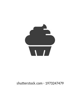 Cupcake glyph icon. Simple solid style. Bakery, cake, dessert, muffin, kitchen, restaurant concept. Vector illustration isolated on white background. EPS 10