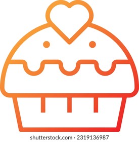 Cupcake Gradient Icon, Food Vector