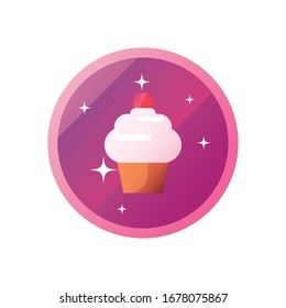 Cupcake gradient style icon design, Muffin dessert sweet bakery sugar pastry and food theme Vector illustration