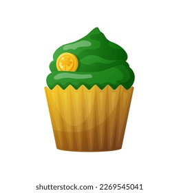 Cupcake with green cream for St. Patrick's Day
