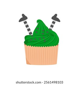 Cupcake, Halloween Vector Illustration, Isolated