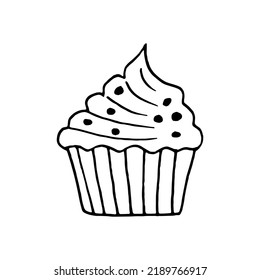 cupcake hand drawn in doodle style. sweet holiday dessert