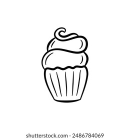 Cupcake hand drawn icon, Cupcake clipart