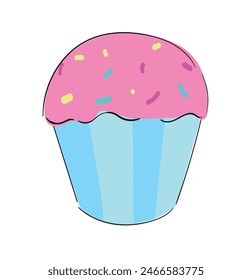 Cupcake hand drawn Isolated On White Background vector illustration