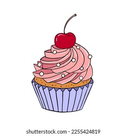 Cupcake hand drawn. Vector illustration.