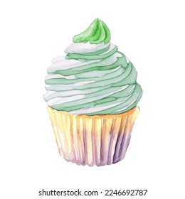 cupcake hand drawn with watercolor painting style illustrations