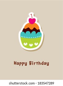 cupcake happy birthday greeting card