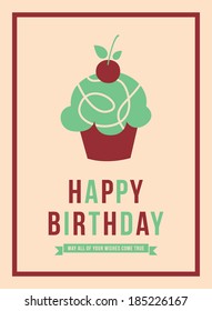 cupcake happy birthday greeting card