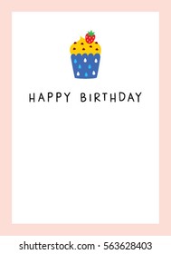 cupcake happy birthday greeting card. muffin happy birthday greeting card.