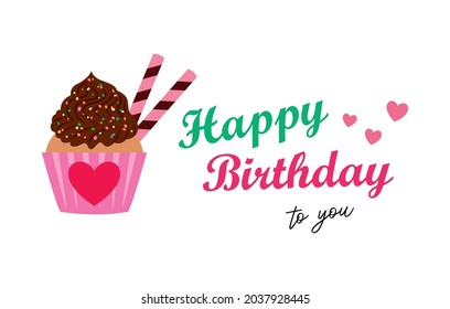 cupcake happy birthday to you greeting card vector