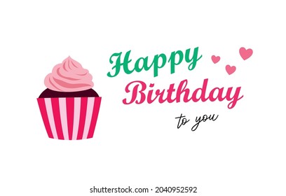 cupcake happy birthday to you greeting card vector