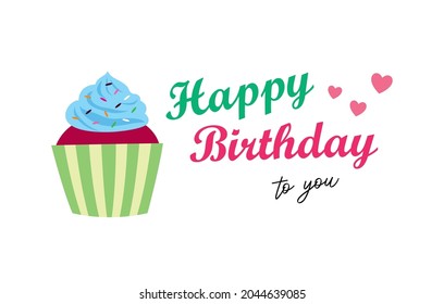 cupcake happy birthday to you greeting card vector