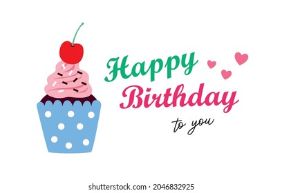 cupcake happy birthday to you greeting card vector
