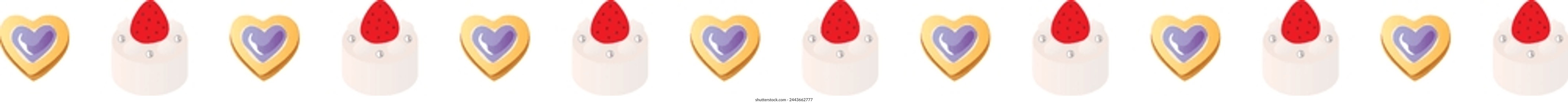 Cupcake and heart cookie icon set. Flat illustration of cupcake vector icons for web design