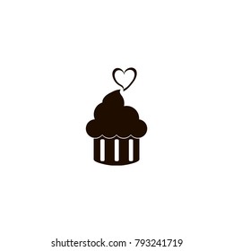 cupcake with heart icon. flat design