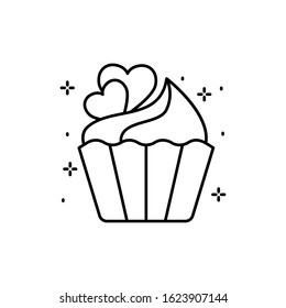 Cupcake, heart icon. Simple line, outline vector of love icons for ui and ux, website or mobile application