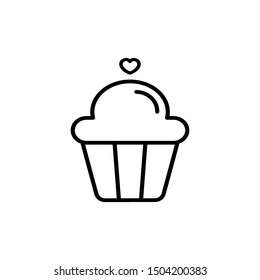cupcake with heart icon,cake icon on white background