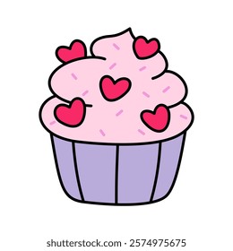 cupcake with heart on white background