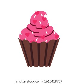 cupcake with a hearts isolated icon desing , vector illustration