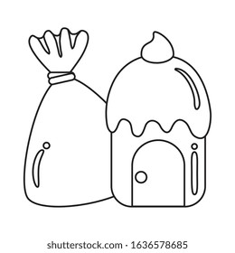 cupcake house with candy isolated icon vector illustration design