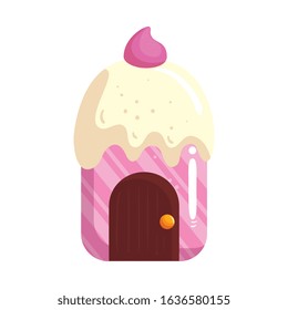 cupcake house delicious isolated icon vector illustration design