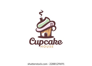 cupcake house logo with a combination of a cupcake and a house.