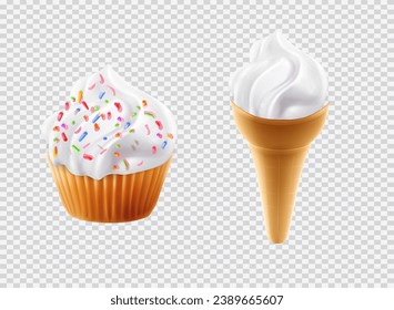 cupcake ice cream cup isolated desert illustration