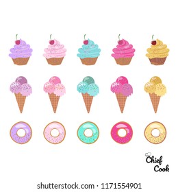 cupcake ice cream donut