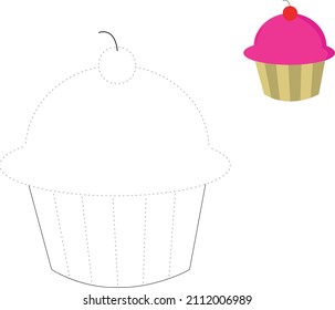 Cupcake , icecream , trace the picture, kindergarten tracing activity