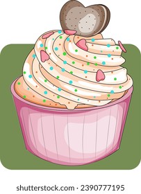 Cupcake mit Vereisung und Sprinklen