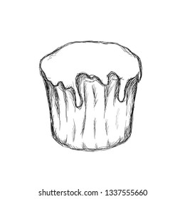 Cupcake with icing. Vector illustration on white background.