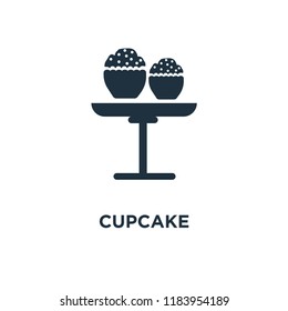 Cupcake icon. Black filled vector illustration. Cupcake symbol on white background. Can be used in web and mobile.
