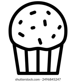 cupcake icon with black outline style