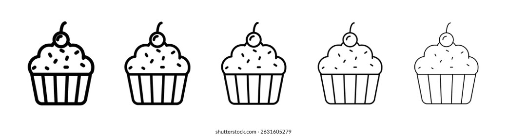 Ícone de bolinho em preto. Ilustração vetorial para design gráfico