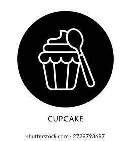 Cupcake Icon Button, Mini-Illustration zum Thema Essen, Gastronomie. Für moderne Konzeption, UI, UX Web- und App-Entwicklung.