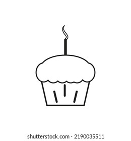 Cupcake icon candle. Art collection. Love art. Sweet food. Vector illustration. stock image. 