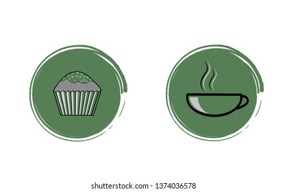 cupcake icon. coffee icon. coffee break. vector illustration.