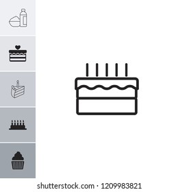 Cupcake icon. collection of 6 cupcake filled and outline icons such as cake, muffin, heart lock, drink and food. editable cupcake icons for web and mobile.