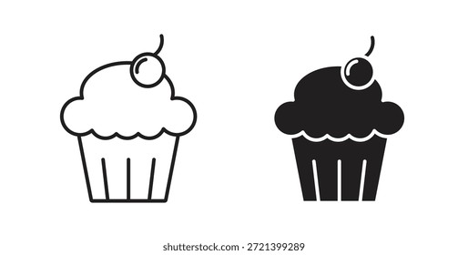 Conjunto de conceito de ícone de cupcake. Coleção de ícones simples