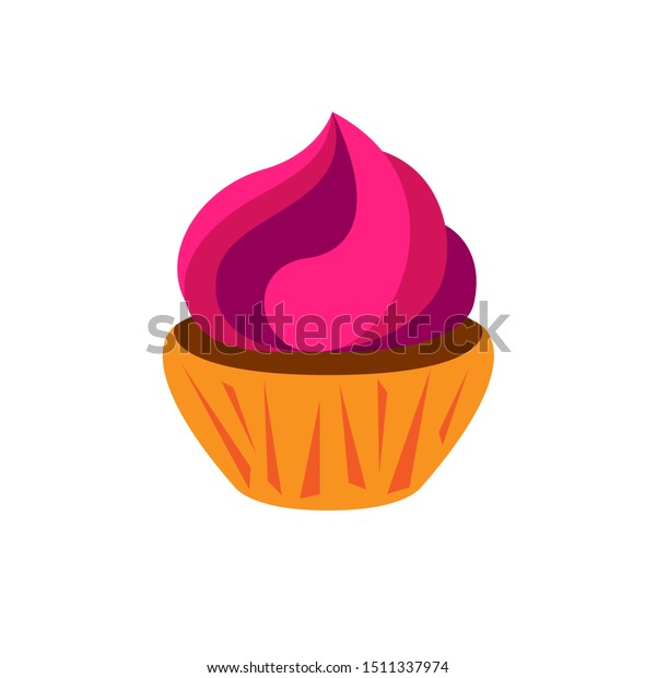 Cupcake Icon Confection Symbol Pink Colors Stock Vector Royalty