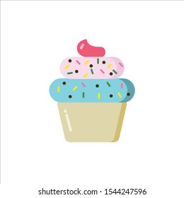 Cupcake icon design isolated on white background. Cupcake modern cartoon vector illustration. Cupcake flat icon style.