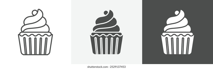 cupcake icon Design in thin line vector style