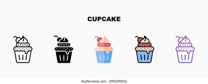 Cupcake icon designed in outline flat glyph filled line and gradient. Perfect for website mobile app presentation and any other projects. Enjoy this icon for your project.