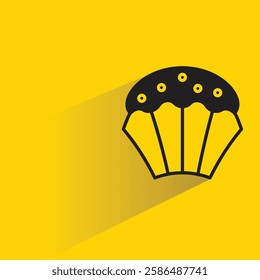 cupcake icon with drop shadow on yellow background