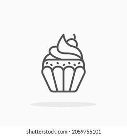 Cupcake icon. Editable Stroke and pixel perfect. Outline style. Vector illustration. Enjoy this icon for your project.