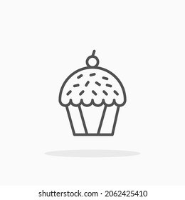 Cupcake icon. Editable Stroke and pixel perfect. Outline style. Vector illustration. Enjoy this icon for your project.