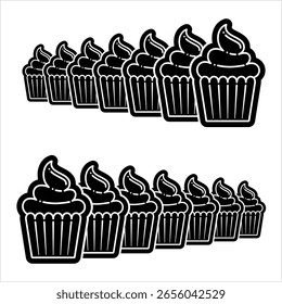 Icono de la magdalena, Icono de la torta de hadas Ilustración de Arte vectorial
