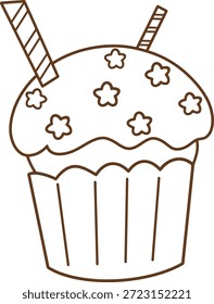Das Cupcake-Symbol zeigt einen Stern und Pocky-Sticks.