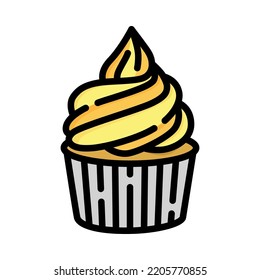 Cupcake icon. Filled outline design. Cupcake isolated on white background. For presentation, graphic design, mobile application. Vector Illustration.